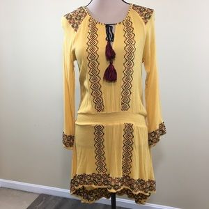 Hazel High Low Long Sleeve Peasant Tassel Dress